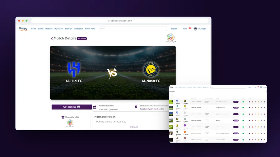 Happy Ticket: Match tickets with seat selection, gifting and QR entry. Built on Blazor.