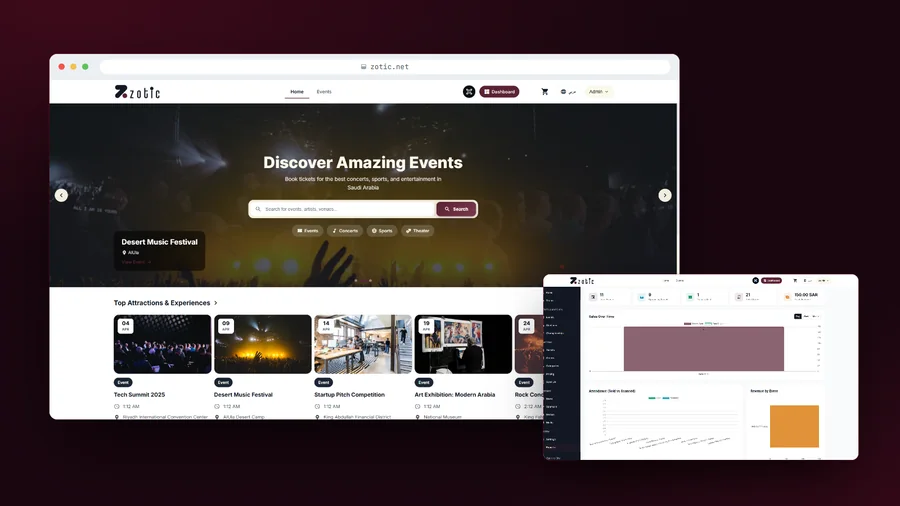 Zotic: Ticketing for Saudi venues that wanted to stop paying 10% to Eventbrite.